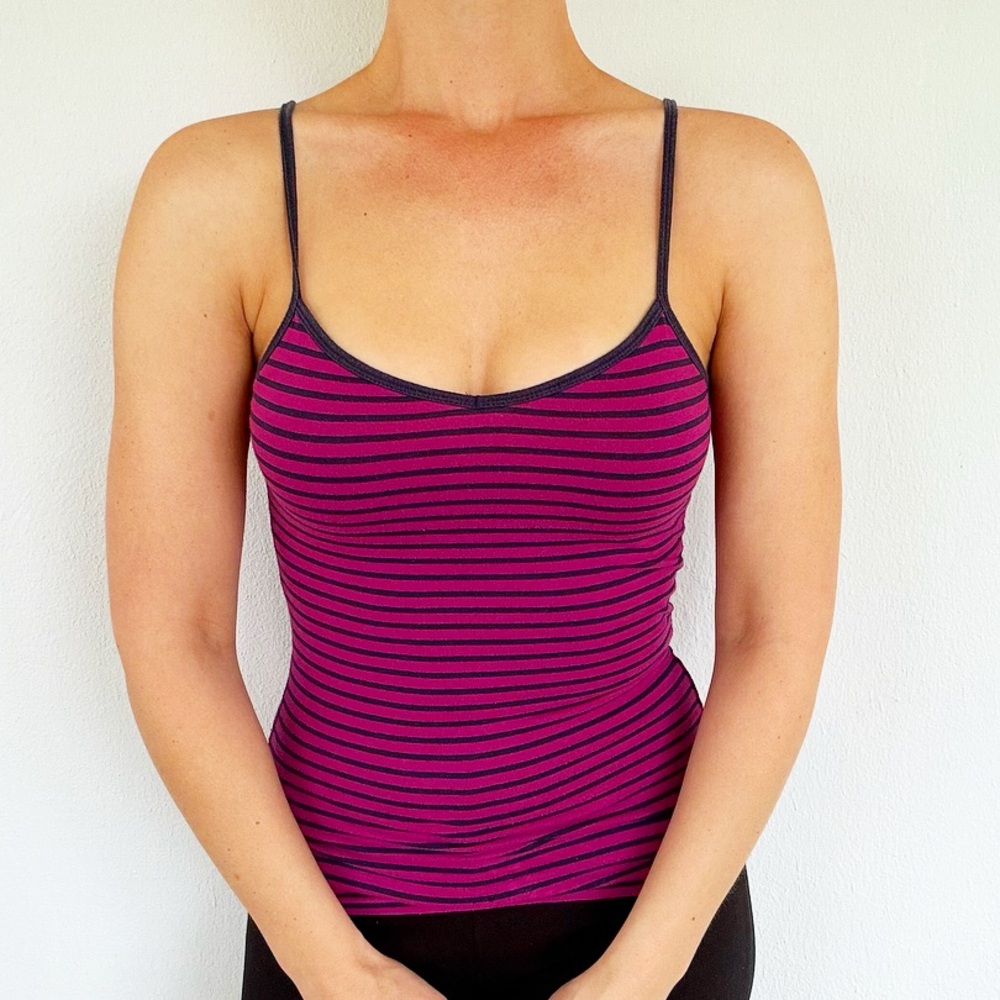 Forever 21 purple blue stripe cotton spaghetti strap camisole tank size small
